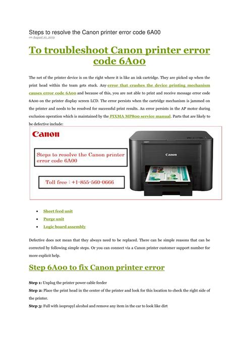 canon mp830 error code 6a00 alarm Reader