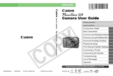 canon powershot g9 user guide download PDF