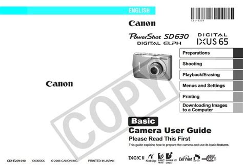 canon powershot sd630 guide PDF