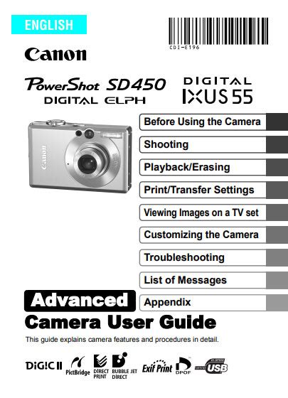 canon sd450 user manual PDF