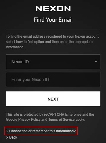 cant find nexon email