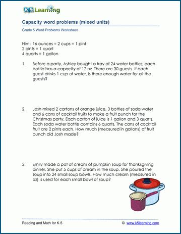capacity word problems grade 5 Epub