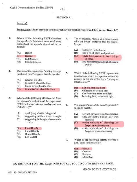 cape communication studies past paper answer sheet PDF
