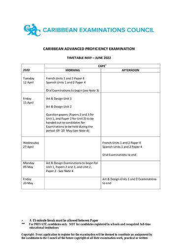 cape exam timetable 2015 Epub