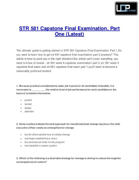 capstone final exam part one Ebook Doc