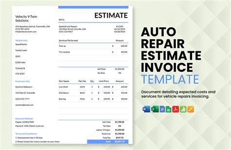 car repair cost estimates Doc