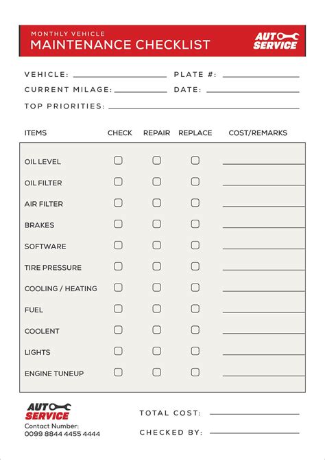 car service checklist form Epub