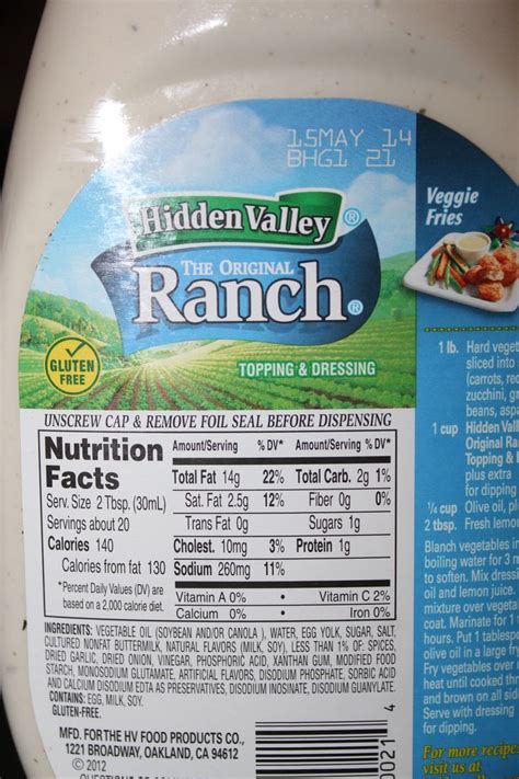 carbs in ranch salad dressing