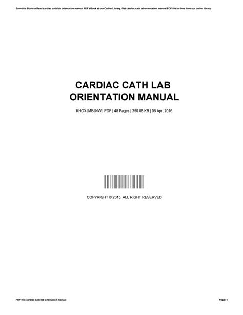 cardiac cath lab orientation manual Kindle Editon