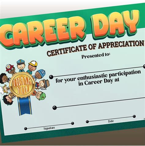 career day certificate of appreciation template Kindle Editon