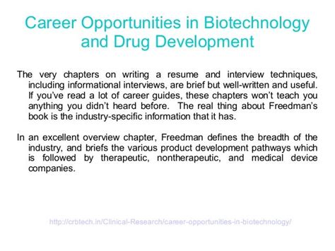 career opportunities in biotechnology and drug development Epub