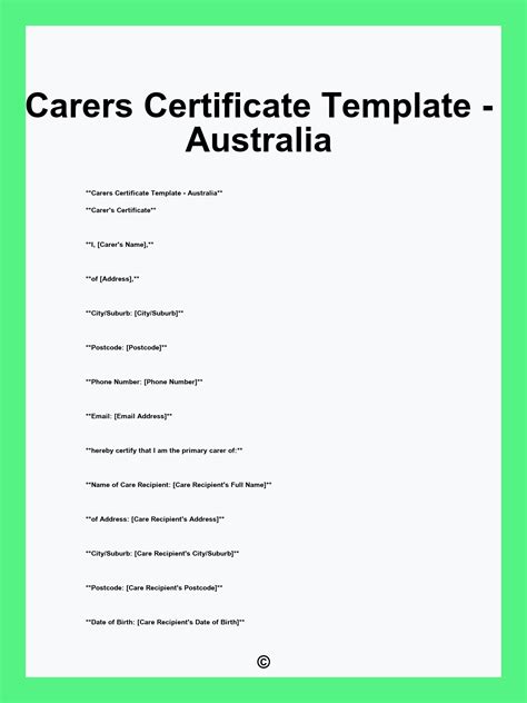 carer certificate template Ebook Reader