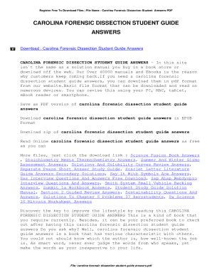 carolina forensic dissection student guide answers pdf PDF