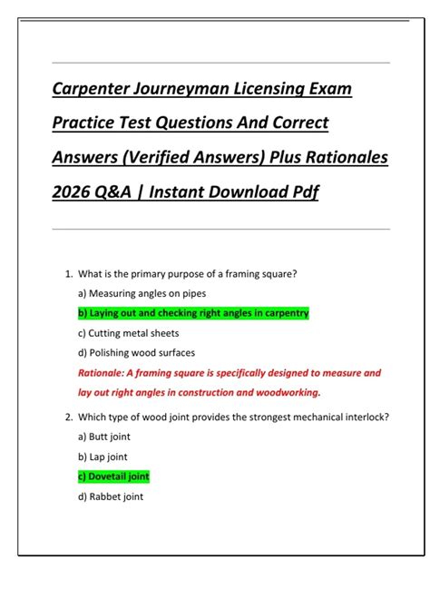 carpenter journeyman practice test Kindle Editon