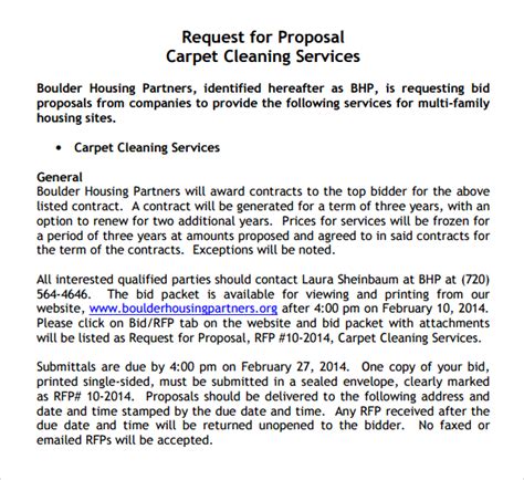 carpet cleaning proposal sample Doc