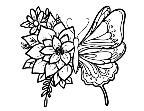 cartoon butterflies flowers designs coloring Doc