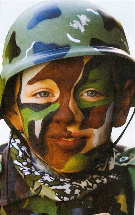 cartoon soldier face with facepaint