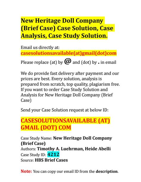 case analysis and solution for new heritage doll company Reader