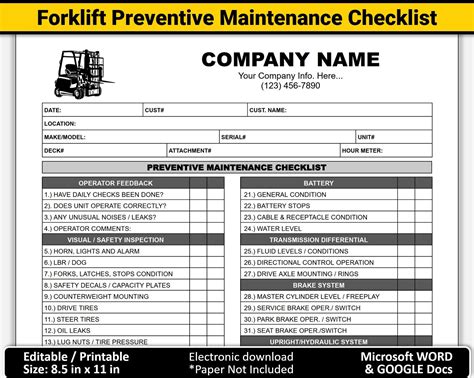 case forklift maintenance checklist Reader