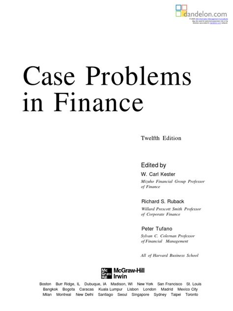 case problems in finance solutions pdf Kindle Editon