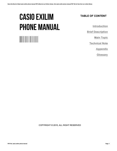 casio exilim phone manual Doc