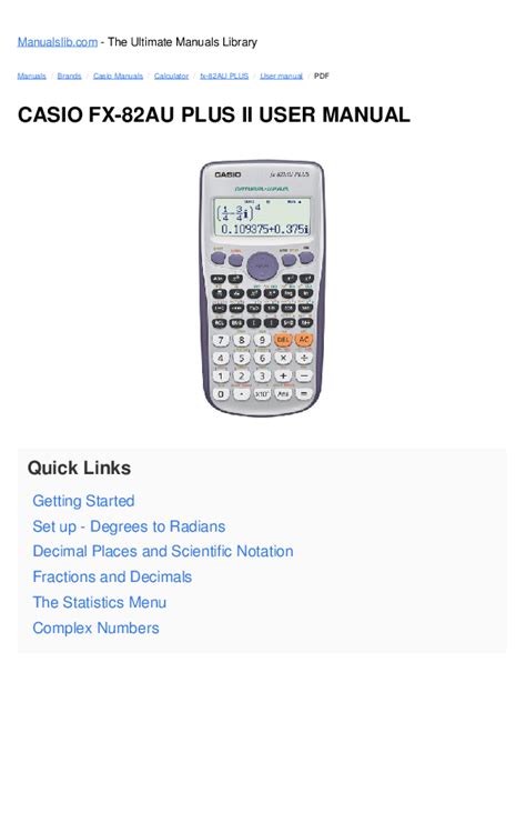 casio fx 82au plus instruction manual Doc