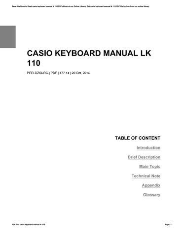 casio keyboard manual lk 110 Doc