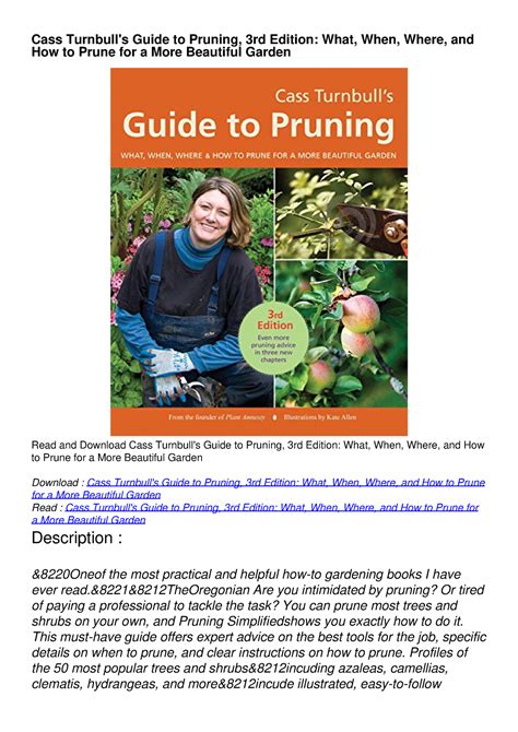 cass turnbulls guide to pruning 3rd edition what when where and how to prune for a more beautiful garden Epub