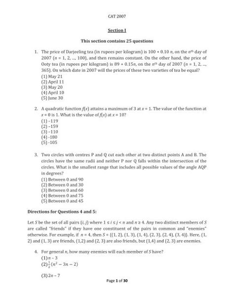 cat 2007 question paper PDF