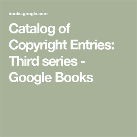 catalog of copyright entries third Reader