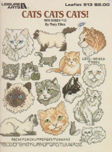 cats cats csts cross stitch craft needlework pattern leaflet 513 Reader