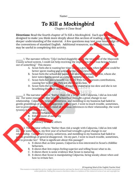cat~to kill a mocking bird packet answers Doc