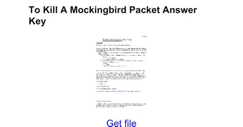 cat~to kill a mocking bird packet answers Doc