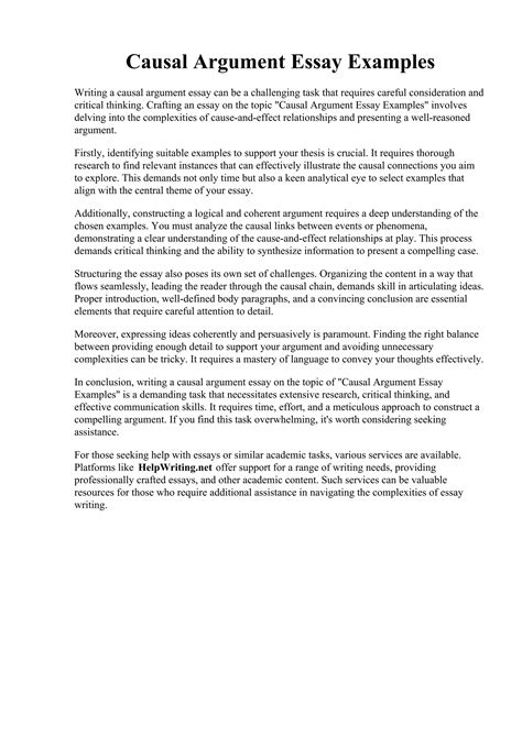 causal argument papers examples Kindle Editon