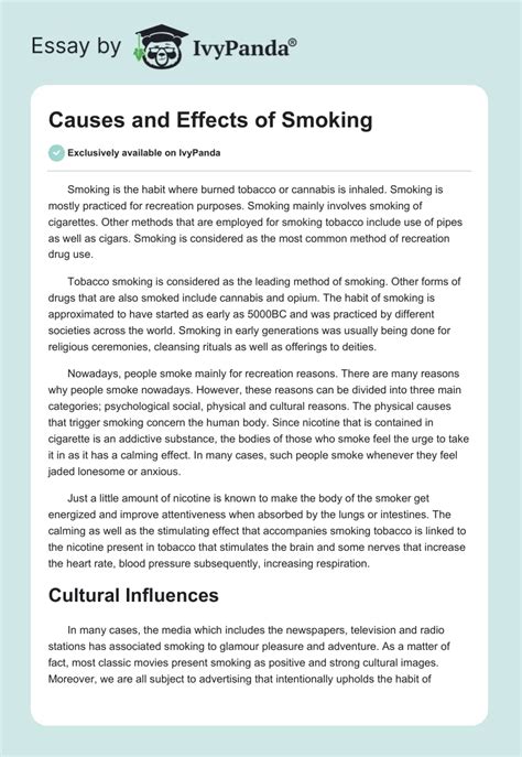 cause and effect paper on smoking Kindle Editon