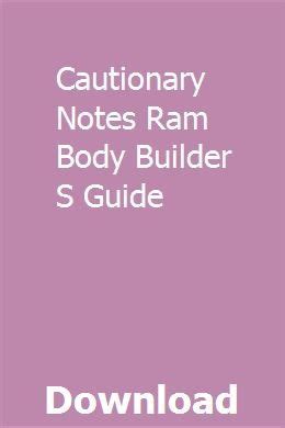 cautionary notes ram body builder s guide Doc