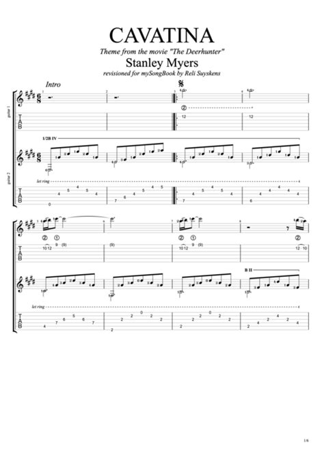 cavatina guitar duo tab PDF