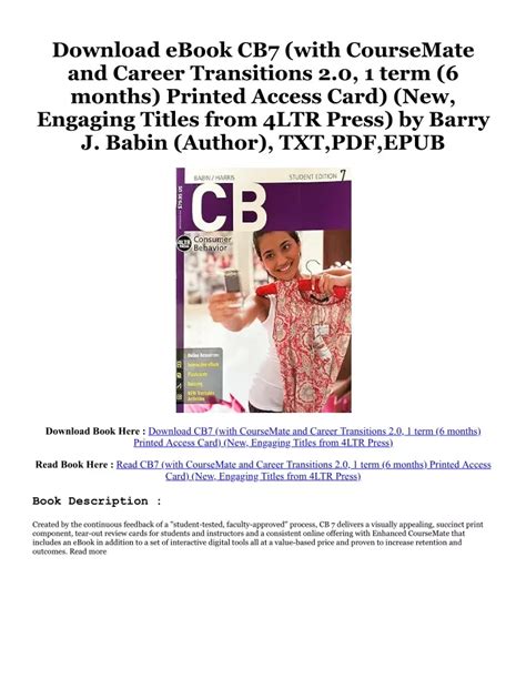 cb7 with coursemate and career transitions 2 0 1 term 6 months printed access card new engaging titles Reader