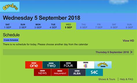 Cbeebies Schedules