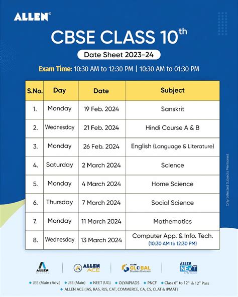 cbse board exam date sheet of class 10 Reader
