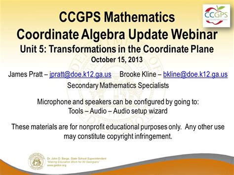 ccgps coordinate algebra unit 5 transformations Kindle Editon