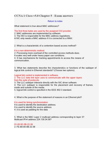 ccna 1 chapter 5 exam answers Reader