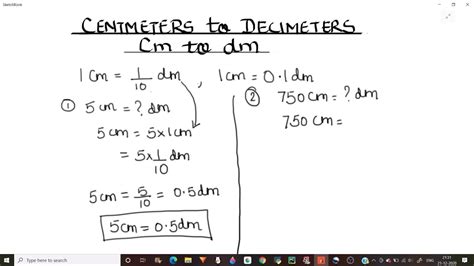 centimeter to decimeter conversion