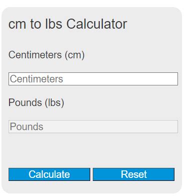 centimeters to lbs