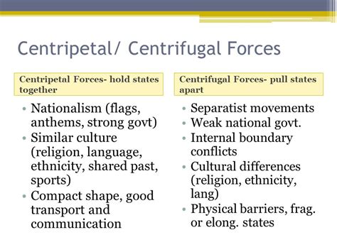 centripetal force examples human geography
