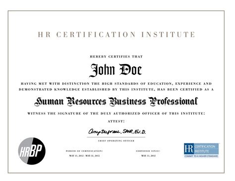 certificate in hr