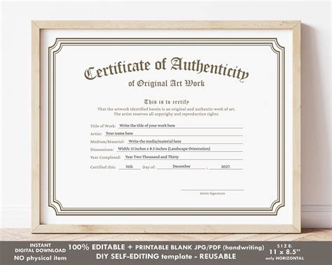 certificate of authenticity template Doc