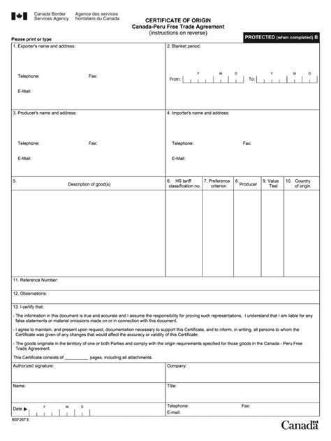 certificate of origin template canada Reader