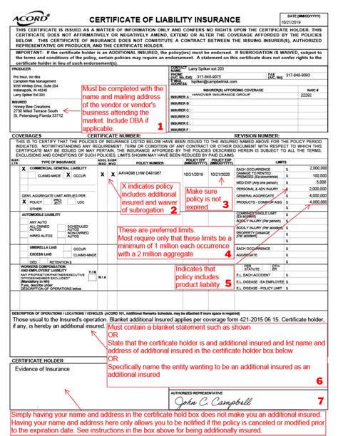 certification of liability insurance