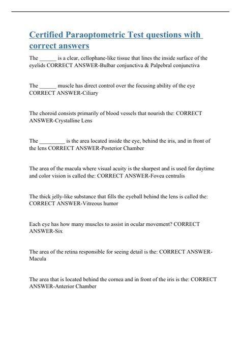 certified paraoptometric test questions PDF